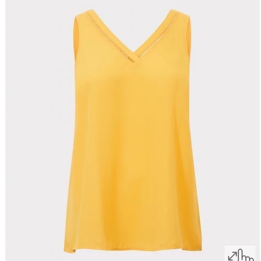 Torrid Yellow Georgette Eyelet Trim Tank 00 N